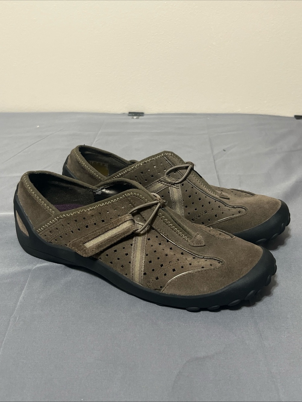 Clarks Privo Tequini Brown Suede Mesh Leather Slip-On Women's Shoes, Size 5